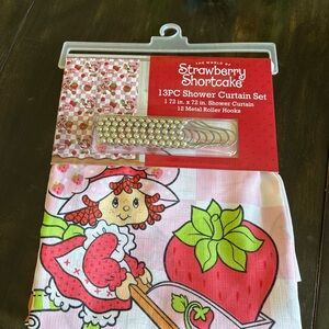 The World of Strawberry Shortcake 13PC Shower Curtain Set - Pink Red Green